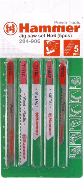 Пилка для электролобзика Hammer Flex 204-906 JG WD-PL-MT set No6